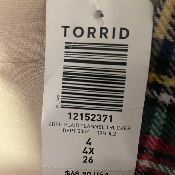 NWT Torrid Plaid Crop Trucker Jacket size 4X - Picture 5 of 5